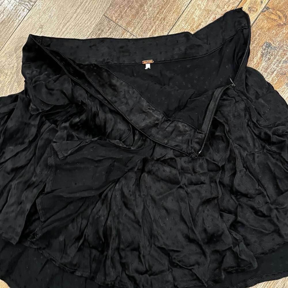 Free People Black Star Pattern Ruffle Layered Mini Skirt - Picture 2 of 8